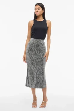 Vila Falda midi con glitter Gris Best