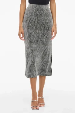 Vila Falda midi con glitter Gris Best