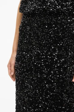 Vila Falda midi con lentejuelas Negro Clearance