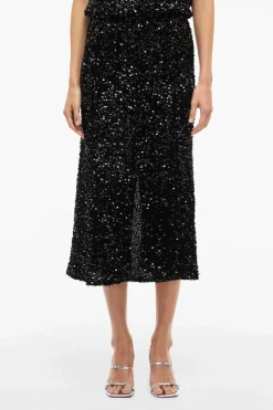 Vila Falda midi con lentejuelas Negro Clearance