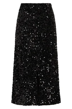 Vila Falda midi con lentejuelas Negro Clearance