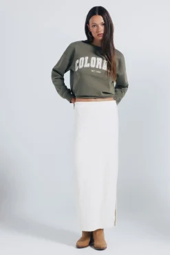 Springfield Falda midi crochet blanco Hot