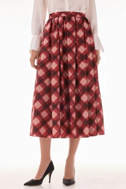 TFP by Tamara Falcó Falda midi cuadros Rojo Hot