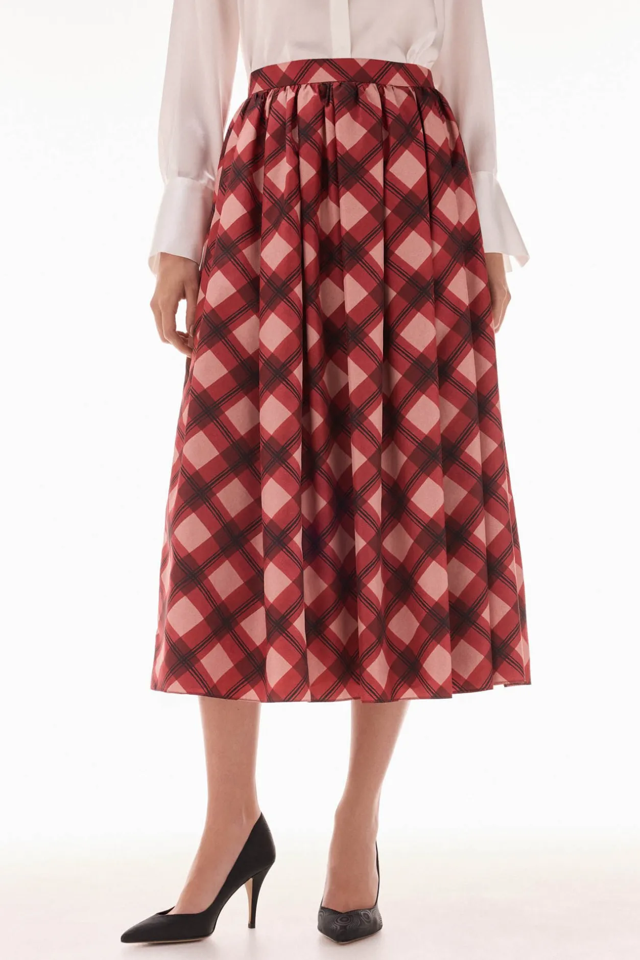 TFP by Tamara Falcó Falda midi cuadros Rojo Hot