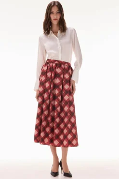 TFP by Tamara Falcó Falda midi cuadros Rojo Hot