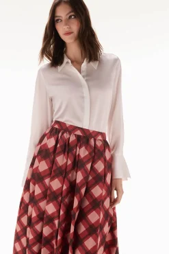 TFP by Tamara Falcó Falda midi cuadros Rojo Hot