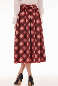 TFP by Tamara Falcó Falda midi cuadros Rojo Hot