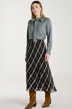 Vila Falda midi de gasa plisada Negro Outlet