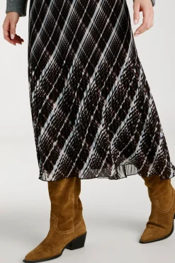 Vila Falda midi de gasa plisada Negro Outlet