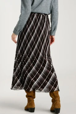 Vila Falda midi de gasa plisada Negro Outlet