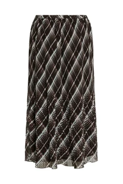 Vila Falda midi de gasa plisada Negro Outlet