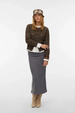 Vero Moda Falda midi de punto Gris Outlet