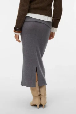 Vero Moda Falda midi de punto Gris Outlet