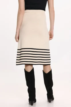 Vila Falda midi de punto con viscosa Beige Discount