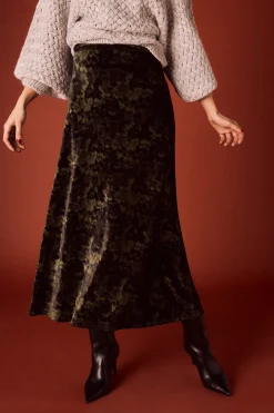 Slowlove Falda midi de terciopelo tie dye Negro Outlet