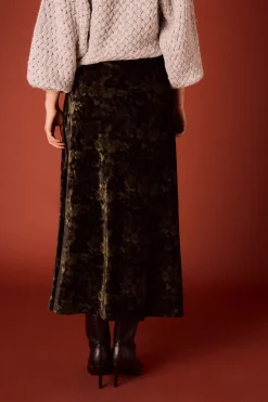 Slowlove Falda midi de terciopelo tie dye Negro Outlet