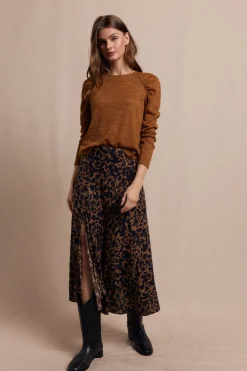 Slowlove Falda midi estampada Negro