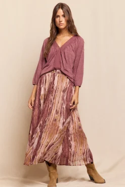 Slowlove Falda midi estampada Estampado marr&oacute;n Hot