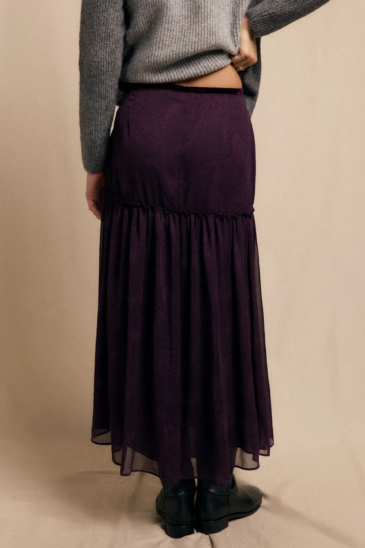 Slowlove Falda midi estampada Estampado morado Clearance