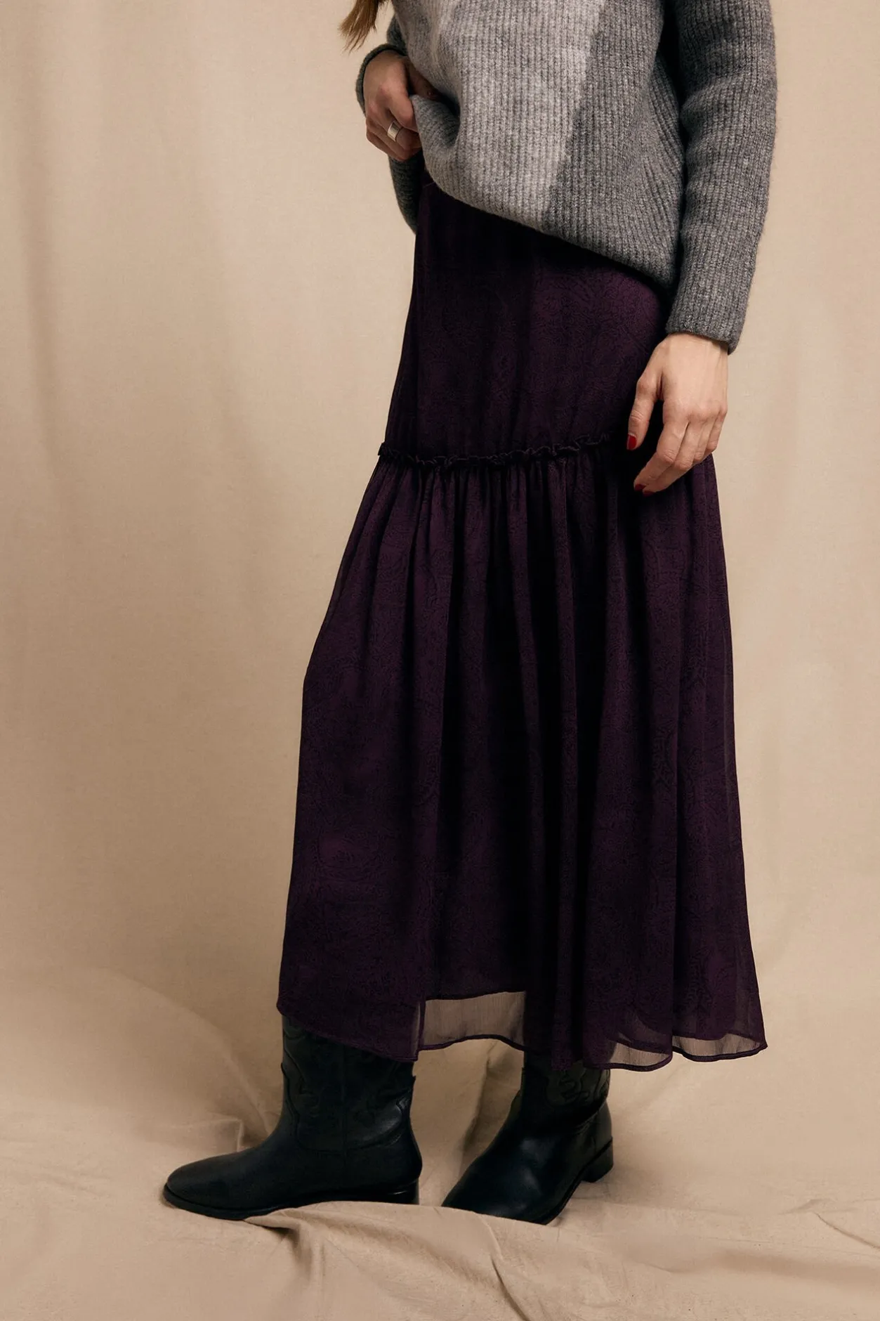 Slowlove Falda midi estampada Estampado morado Clearance