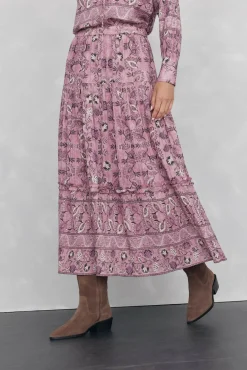 Pedro del Hierro Falda midi estampada pisos Morado Discount