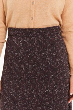 System Action Falda midi estampado floral pequeño burdeos Hot