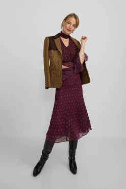 Silbon Falda midi estampado motivos Granate Online