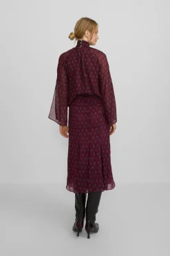 Silbon Falda midi estampado motivos Granate Online