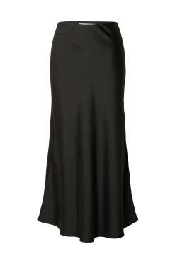 Selected Falda midi fluida confeccionada con materiales reciclados. Negro Hot