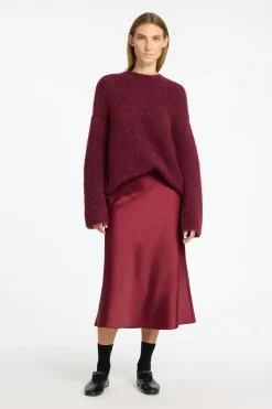 Selected Falda midi fluida confeccionada con materiales reciclados. Vino New