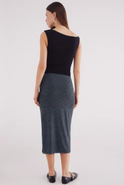 Springfield Falda midi gasa estampada negro Sale