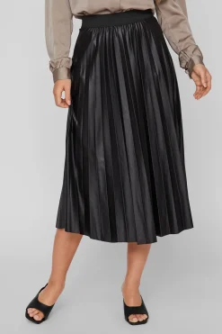 Vila Falda midi plisada Negro Online