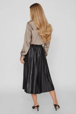 Vila Falda midi plisada Negro Online