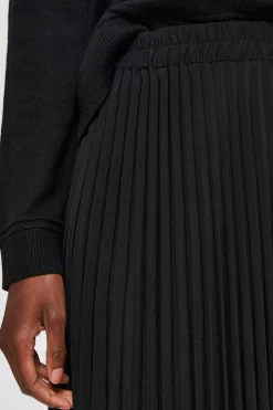 Selected Falda midi plisada con cintura elástica Negro Outlet