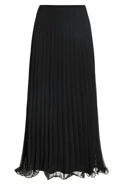 Vila Falda midi plisada de gasa Negro Discount