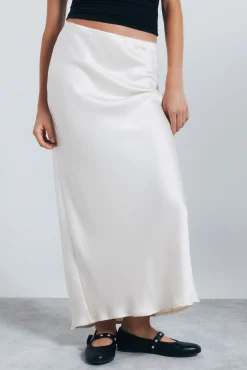 Springfield Falda midi satinada blanco Online