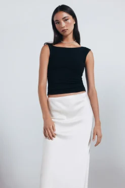 Springfield Falda midi satinada blanco Online