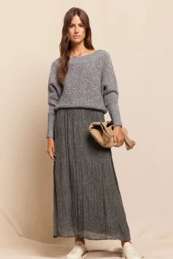 Slowlove Falda midi satinada estampada Estampado gris Hot