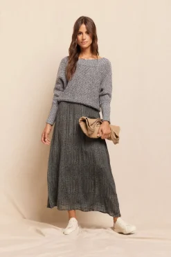 Slowlove Falda midi satinada estampada Estampado gris Hot