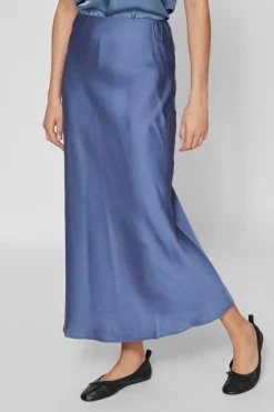 Vila Falda midi satén Azul Online
