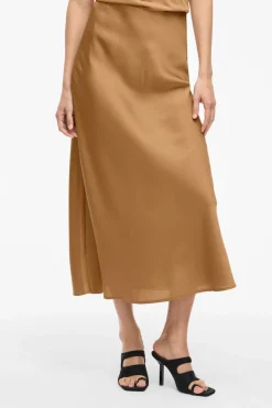 Vila Falda midi satén Camel Online