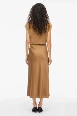 Vila Falda midi satén Camel Online