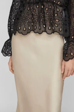 Vila Falda midi satén Beige
