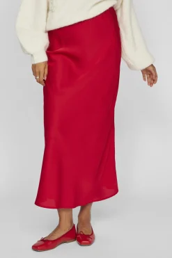 Vila Falda midi satén Rojo Best