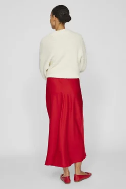 Vila Falda midi satén Rojo Best