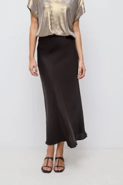 Vila Falda midi satén Negro Hot