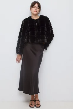 Vila Falda midi satén Negro Hot