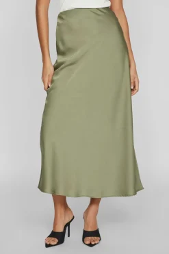 Vila Falda midi satén Verde Hot