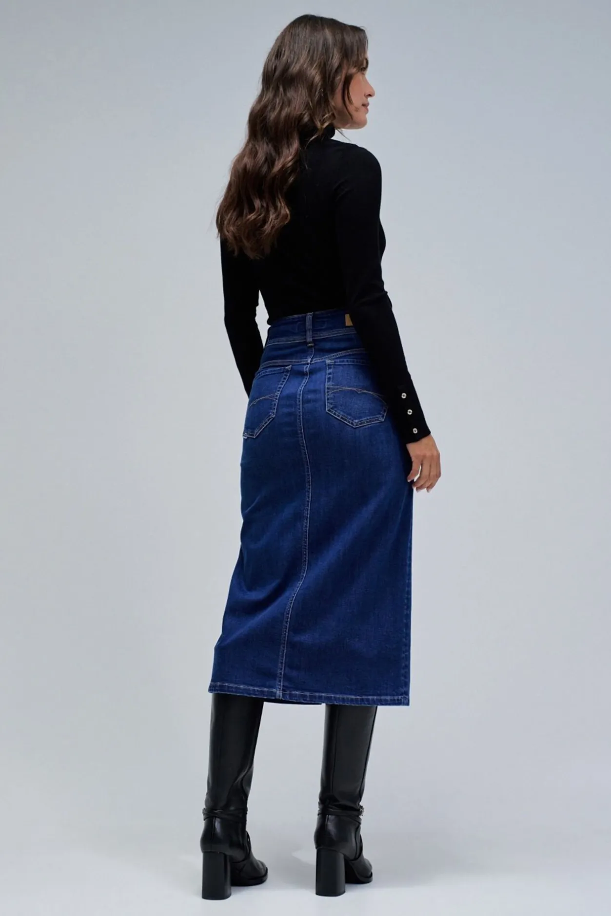 Salsa Jeans Falda midi secret push in Azul Online