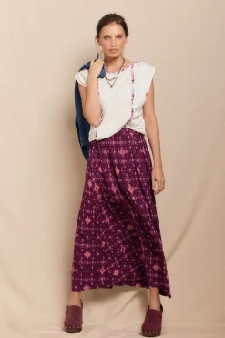 Slowlove Falda mido estampada Estampado morado Clearance